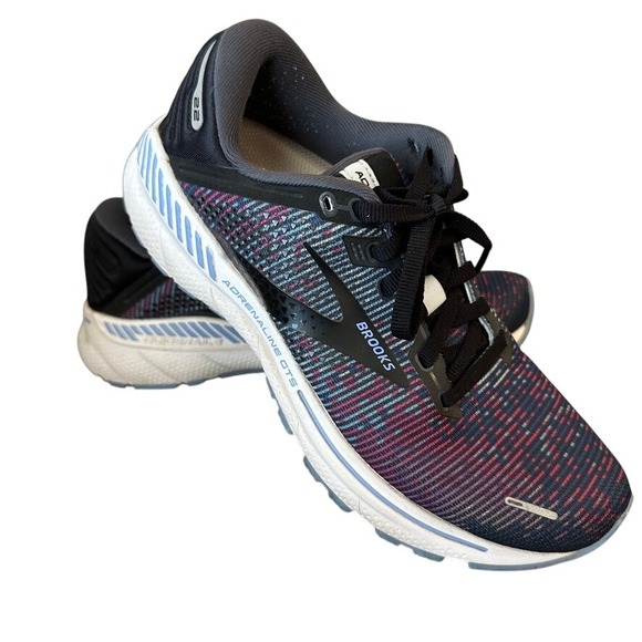 Brooks Adrenaline GTS 22 Athletic Running Shoes Sneakers Women's Sz 7 Navy Pink - Picture 1 of 15